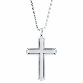 Men's LYNX Stainless Steel Cross Pendant Necklace