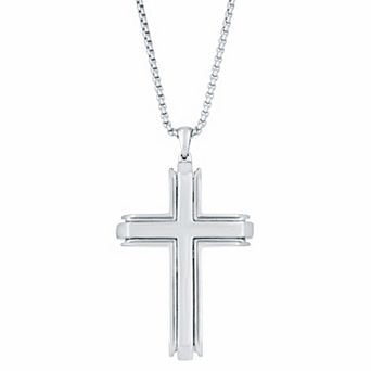 Men's LYNX Stainless Steel Cross Pendant Necklace