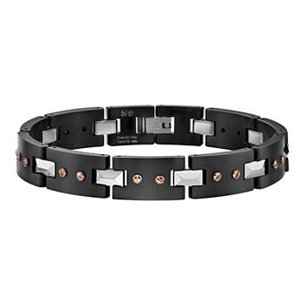 Men's LYNX Two Tone Ion-Plated Stainless Steel Tungsten Link Bracelet
