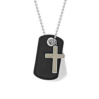 Men's LYNX Stainless Steel 3 pc Dog Tag & Cross Pendant Necklace