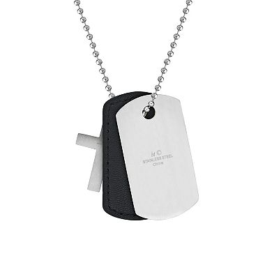 Men's LYNX Stainless Steel 3 Piece Dog Tag & Cross Pendant Necklace