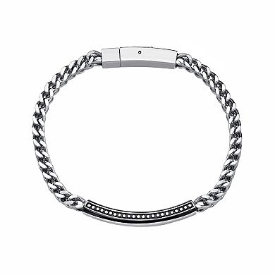 Men's LYNX Black Ion-Plated Stainless Steel ID Plate Bracelet 