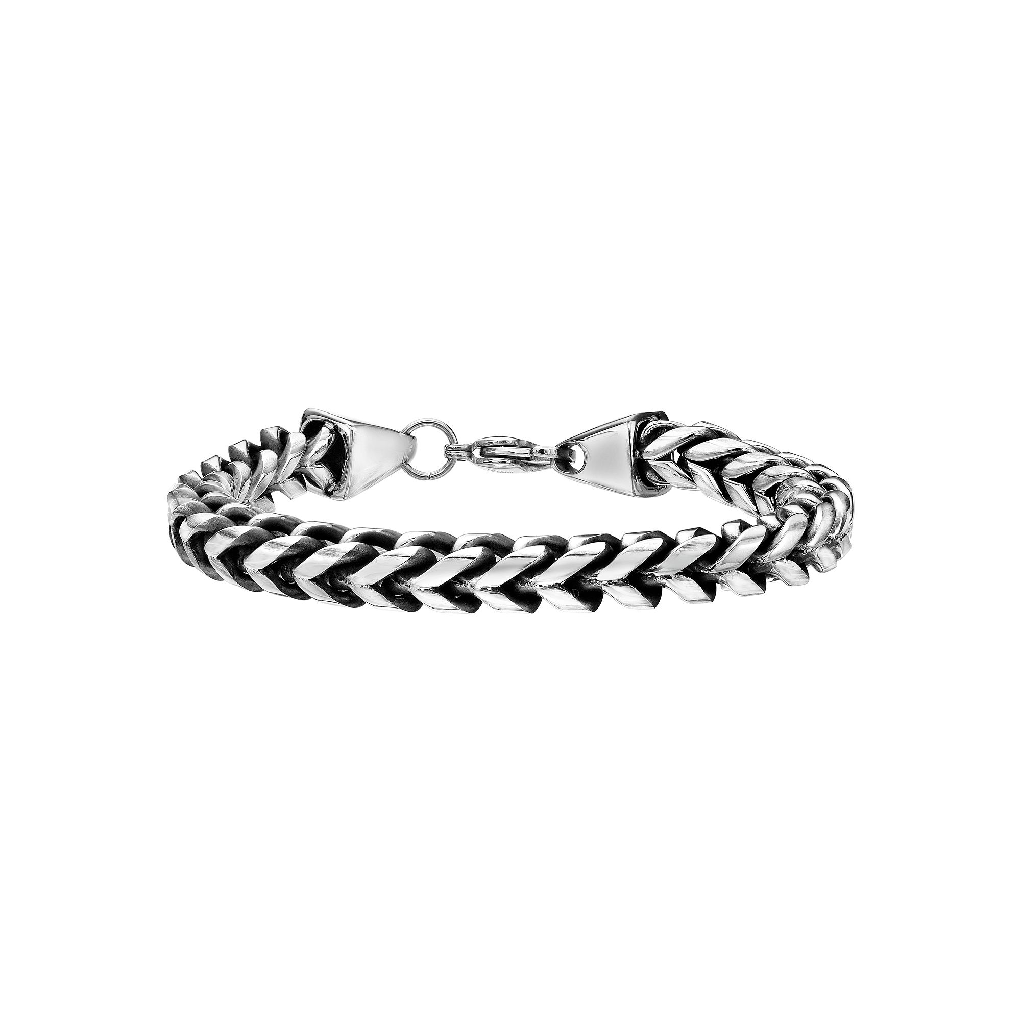 Mens LYNX Black Ion-Plated Stainless Steel Franco Chain Bracelet, Size: 8