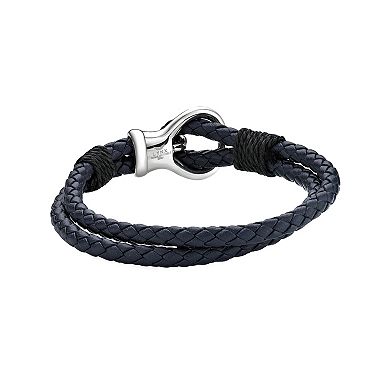 Men's LYNX Stainless Steel Leather Bracelet