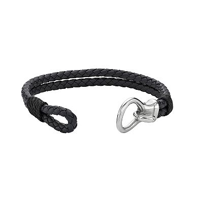 Men's LYNX Stainless Steel Leather Bracelet