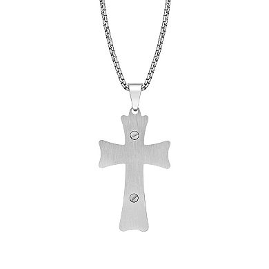 Men's LYNX Black Ion-Plated Stainless Steel 3 Layer Cross Pendant Necklace