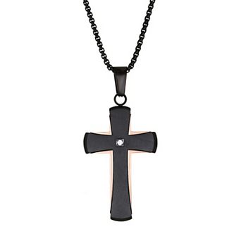 Men's LYNX Two Tone Stainless Steel Cross Pendant Necklace