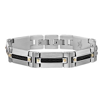 Men's LYNX Two Tone Stainless Steel Cable Bracelet