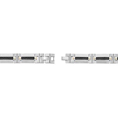 Men's LYNX Two Tone Stainless Steel Cable Bracelet
