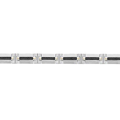 Men's LYNX Two Tone Stainless Steel Cable Bracelet