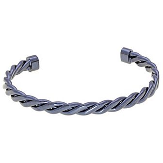 Men's LYNX Gray Ion-Plated Stainless Steel Cuff Bangle Bracelet