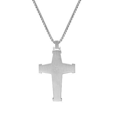 Men's LYNX Black Ion-Plated Stainless Steel Cross Pendant Necklace 