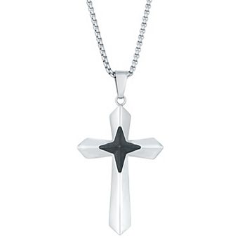 Men's LYNX Stainless Steel Cross Pendant Necklace