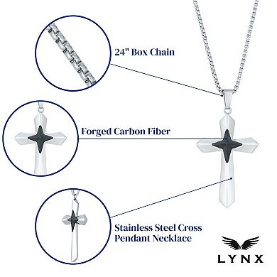 Men's LYNX Stainless Steel Cross Pendant Necklace