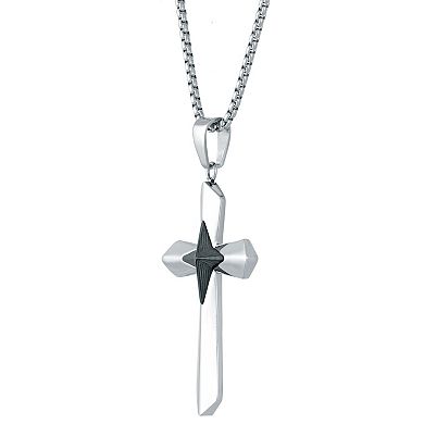 Men's LYNX Stainless Steel Cross Pendant Necklace