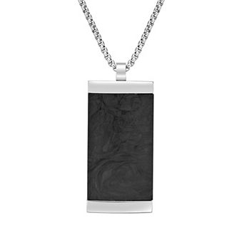 Men's LYNX Stainless Steel Rectangle Dog Tag Pendant Necklace
