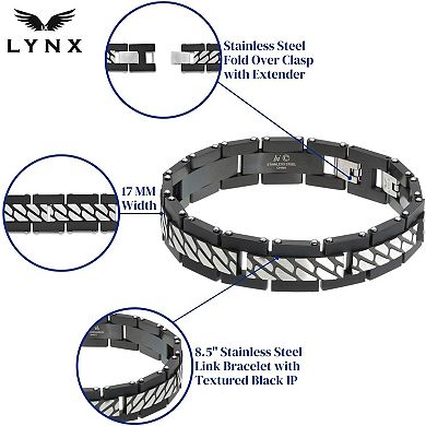Men's LYNX Black Ion-Plated Stainless Steel Bracelet 