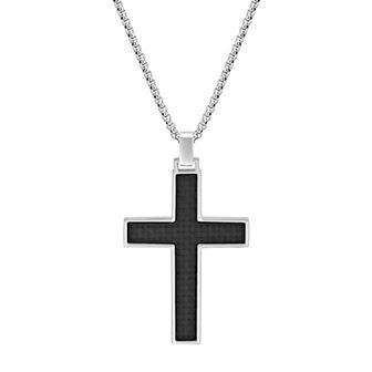 Men's LYNX Stainless Steel Cross Pendant Necklace