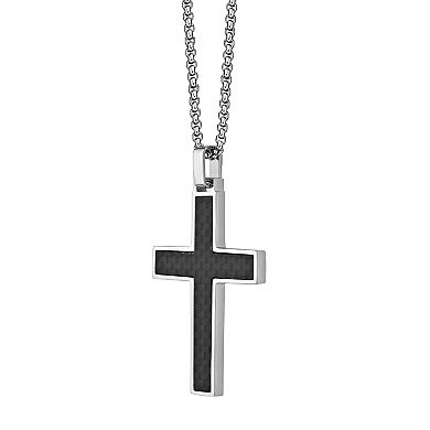 Men's LYNX Stainless Steel Cross Pendant Necklace 