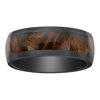 Men's LYNX Black Zirconium & Wood Ring