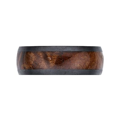 Men's LYNX Black Zirconium & Wood Ring