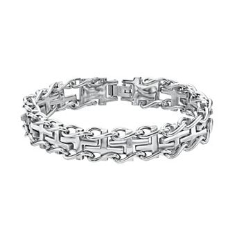 Men's LYNX Stainless Steel Railroad Cross Bracelet
