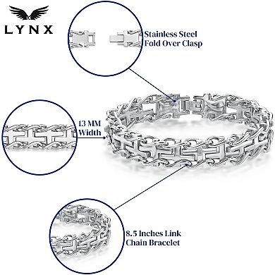 Men's LYNX Stainless Steel Railroad Cross Bracelet