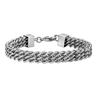 Men's LYNX Stainless Steel 3-Row Rope Chain Bracelet