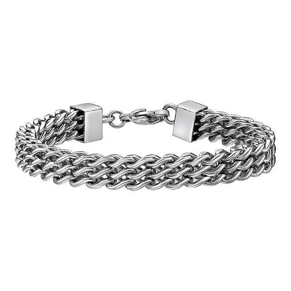 Men's LYNX Stainless Steel 3-Row Rope Chain Bracelet