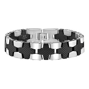 Men's LYNX Stainless Steel Black Carbon Fiber Bracelet