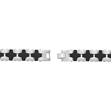 Men's LYNX Stainless Steel Black Carbon Fiber Bracelet 