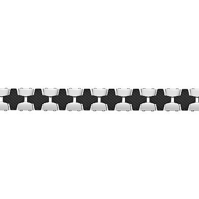 Men's LYNX Stainless Steel Black Carbon Fiber Bracelet 