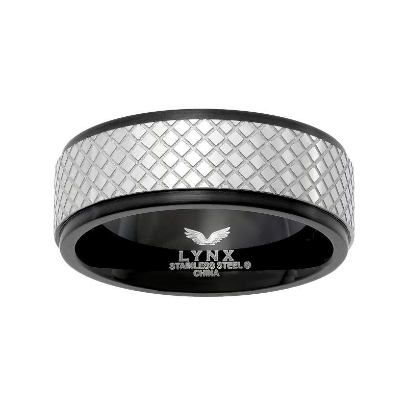 Mens LYNX Black Ion-Plated Stainless Steel Ring, Size: 10, Multicolor