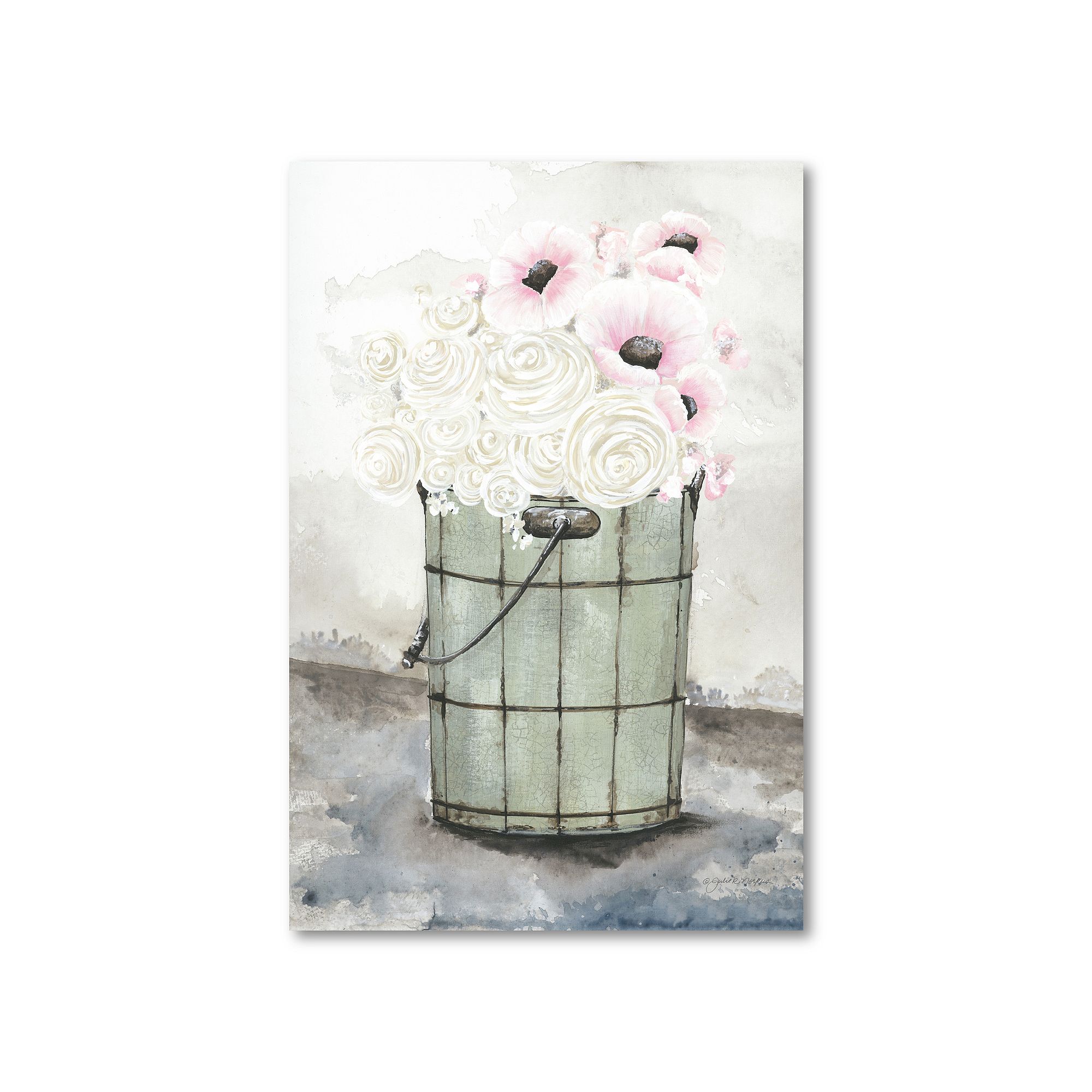 COURTSIDE MARKET Ice Cream Bucket Of Flowers Canvas Wall Art, Multi