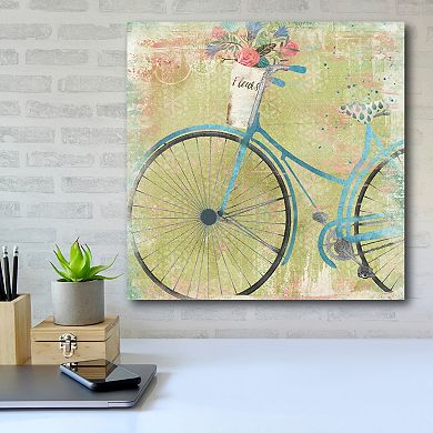 COURTSIDE MARKET BIcycle Blue Flowers Canvas Wall Art
