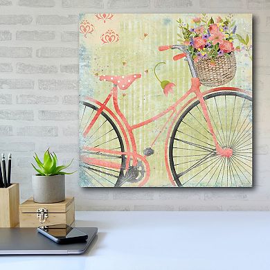 COURTSIDE MARKET Bicycle Pink Flowers Canvas Wall Art