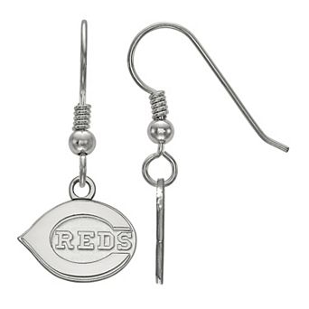 LogoArt Sterling Silver 14k Gold Plated Cincinnati Reds Mini Dangle Earrings