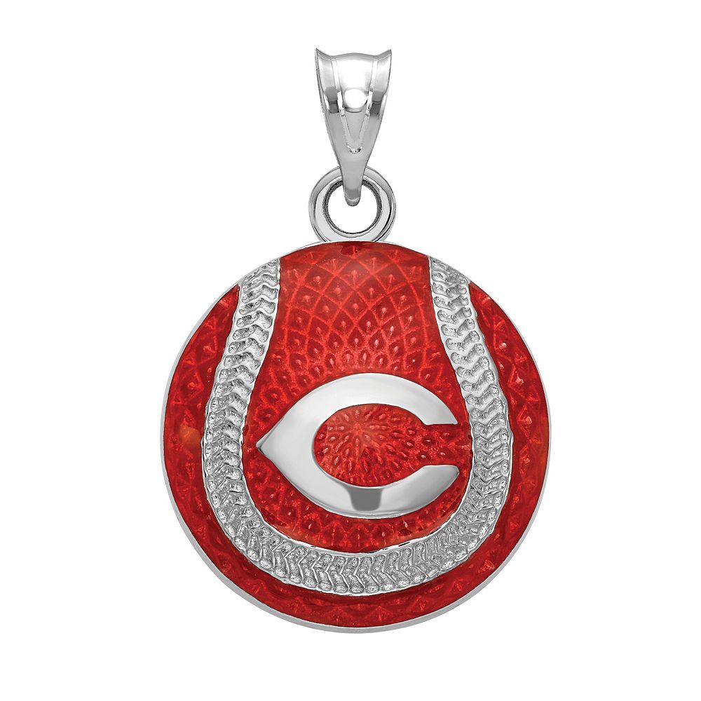 LogoArt Sterling Silver Cincinnati Reds Enameled Baseball Pendant