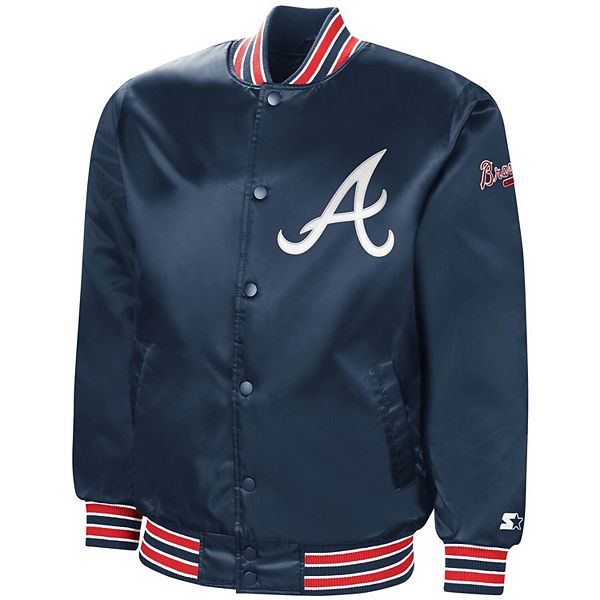 Starter Atlanta Braves Navy Blue Satin Varsity Jacket