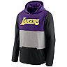 Men's Fanatics Branded Purple/Black Los Angeles Lakers Linear Logo Comfy Colorblock Tri-Blend Pullover Hoodie