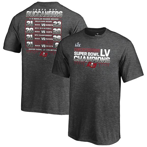 Tampa Bay Buccaneers Fanatics Branded Youth Super Bowl LV Champions Lateral  Schedule T-Shirt - Charcoal