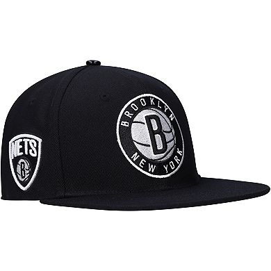 Men's Pro Standard Black Brooklyn Nets Team Logo Snapback Hat