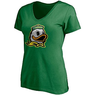 Women's Fanatics Branded Green Oregon Ducks Primary Logo V-Neck T-Shirt