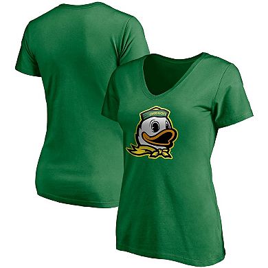 Women's Fanatics Branded Green Oregon Ducks Primary Logo V-Neck T-Shirt