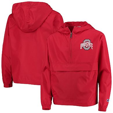 Youth Champion Scarlet Ohio State Buckeyes Pack & Go Quarter-Zip Windbreaker Jacket