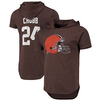 Men's Fanatics Branded Nick Chubb Brown Cleveland Browns Player Name & Number Tri-Blend Hoodie T-Shirt