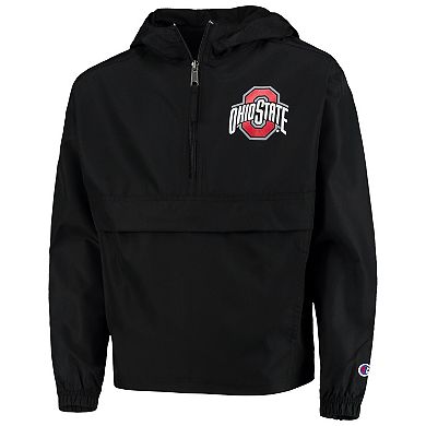 Youth Champion Black Ohio State Buckeyes Pack & Go Quarter-Zip Windbreaker Jacket