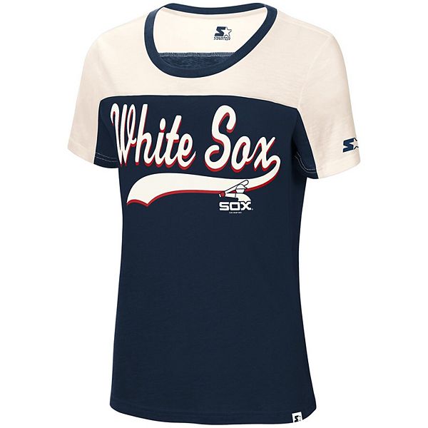 Women's Starter Navy/White Chicago White Sox Kick Start Historic Logo T- Shirt