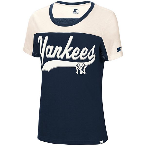 Women's Starter Navy/White New York Yankees Kick Start T-Shirt