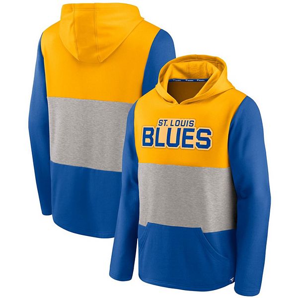 Fanatics Branded Gold, Blue St. Louis Blues Prep Color Block Pullover Hoodie  for Men
